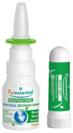 Puressentiel RESPIRATOIRE - RESP OK - Spray Nasal 15ml + Inhaleur Aux 19 Huiles Essentielles 1ml